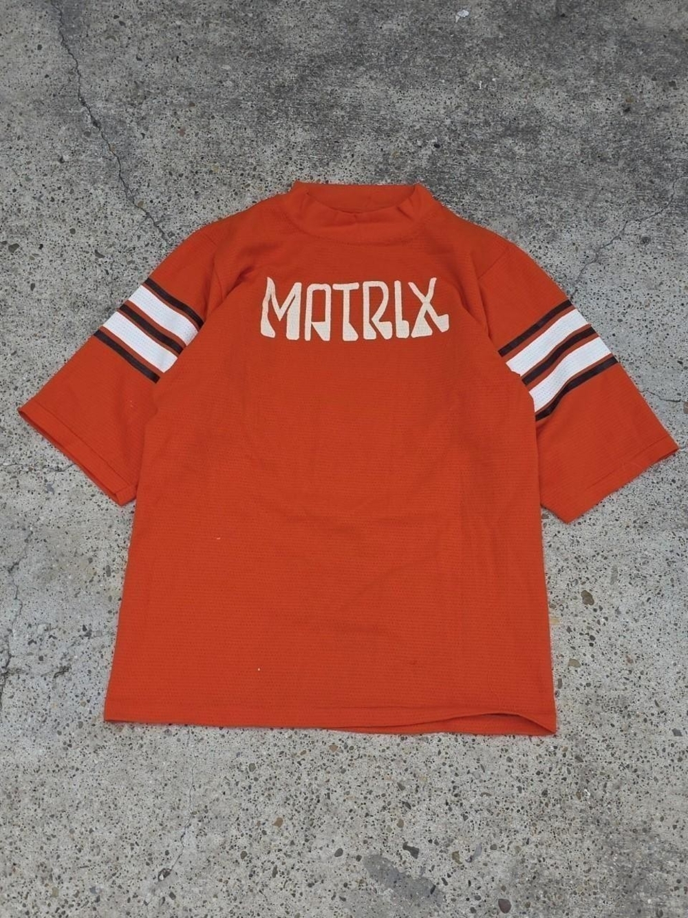 Vintage Matrix Logo Jersey Orange Striped Sleeves Rare Streetwear